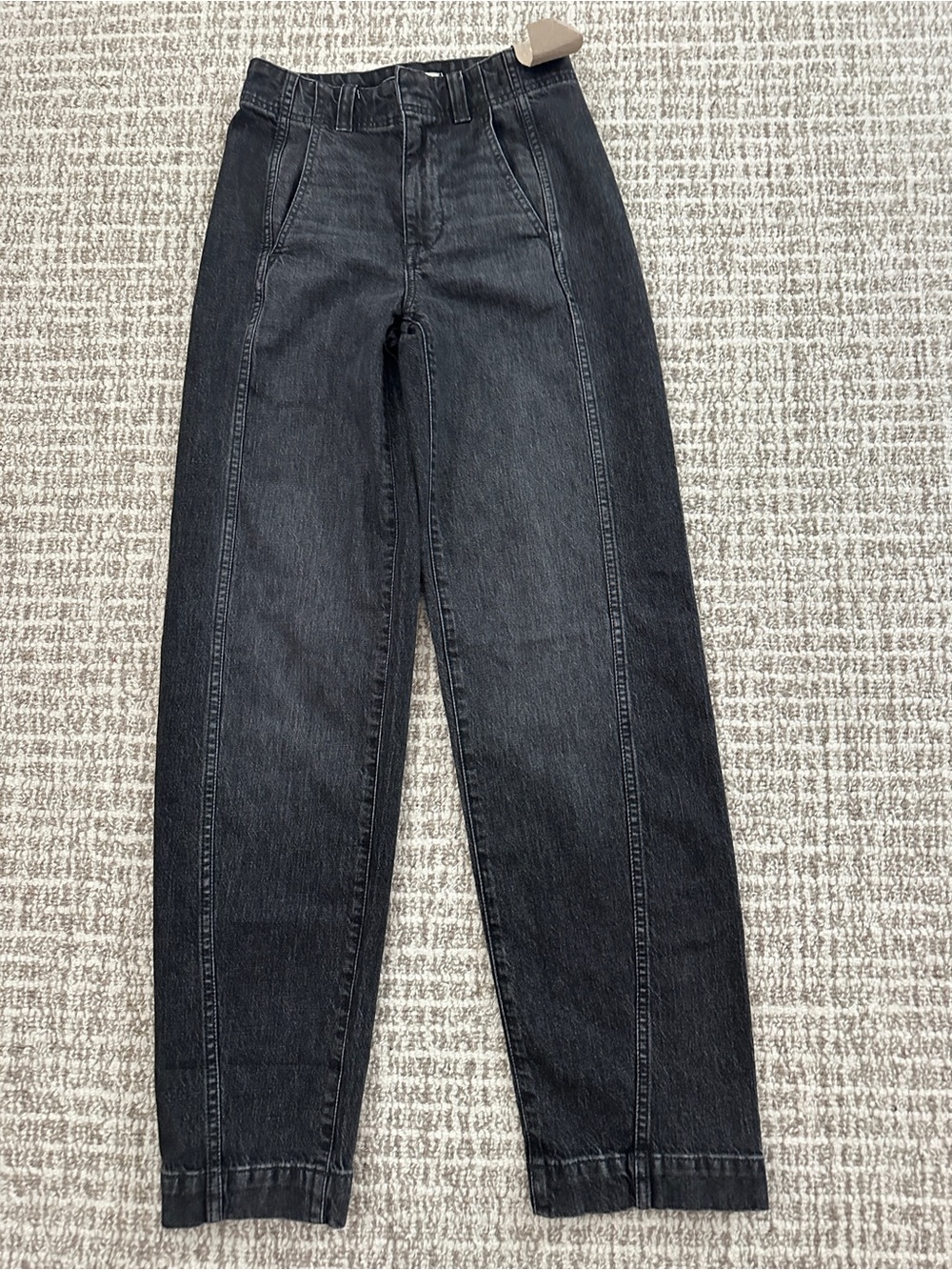 NWT Madewell Tapered Denim High Rise Washed Black/Grey Women's Trousers Sz 23